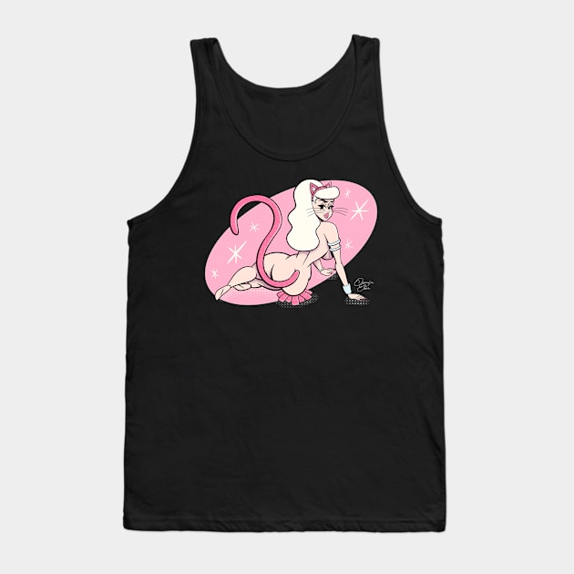 Feline Cute Tank Top by Jennifer Elder Art